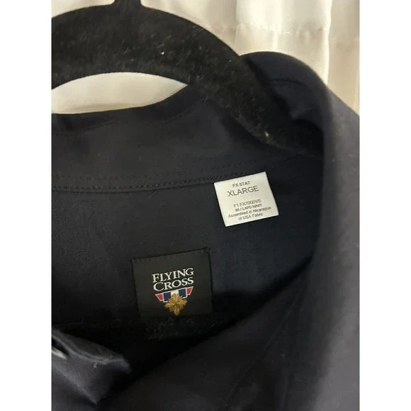 FLYING CROSS Mens Short-sleeve Shirt With Patch NAVY XL - Picture 2 of 12
